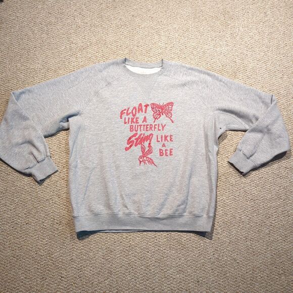 Adidas Muhammad Ali Sweatshirt Mens XL Gray Crewneck Float Like A Butterfly - Picture 1 of 10